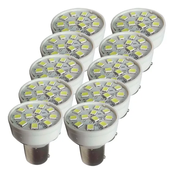 10 Lâmpada Ba15s 21 1141 12v 12 Leds Branco Autopoli Foto 1