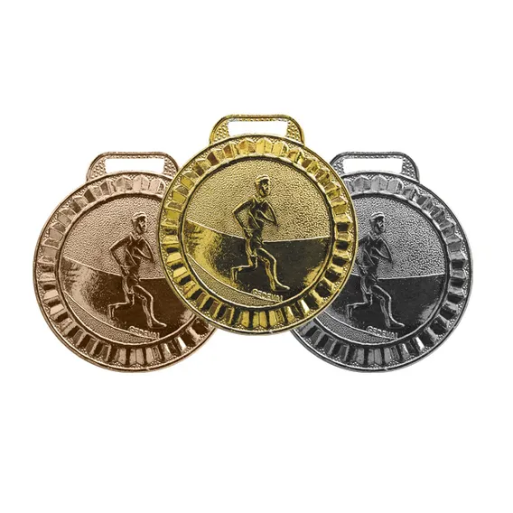 10 Medalhas 45mm Corrida - Ouro Prata Bronze - Aço Com Fita Foto 1