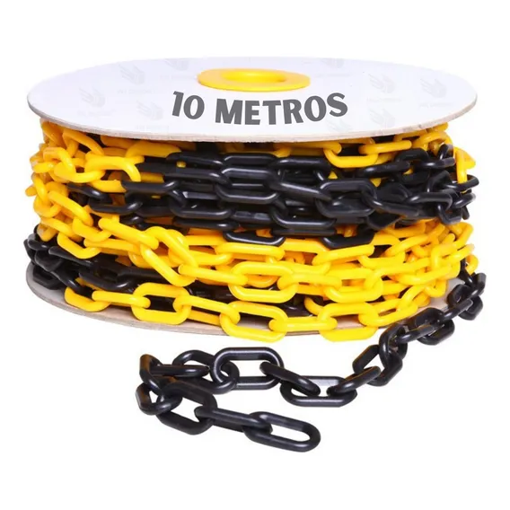 10 Metros Corrente Zebrada Elo Pequeno Sinalização Cor Preto/amarelo Foto 1