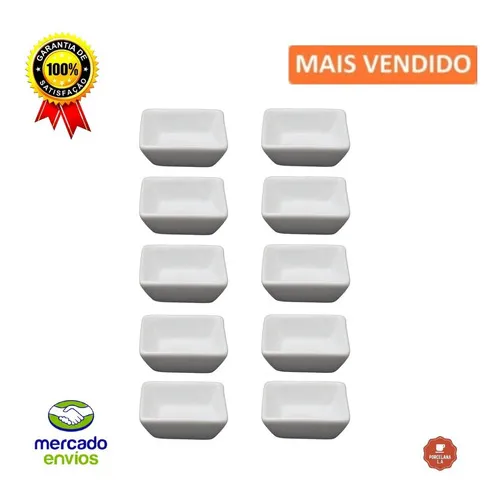 10 Mini Finger Food Quadrado De Porcelana Ref 367 Cor Branco Foto 1