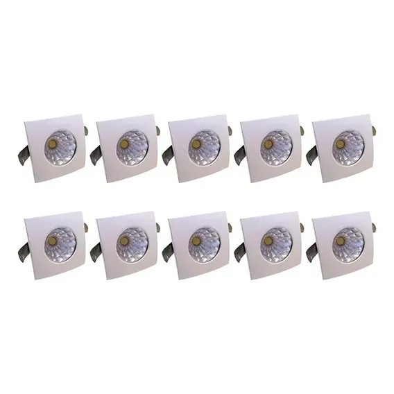 10 Mini Spot Led Dicr贸ica 1w Cob Quadrado Branco Frio - Ctb Foto 1