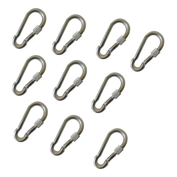 10 Mosquetão De Aço Galvanizado C/ Trava Rosca 8x80mm 230kg Cor Cromado Foto 1
