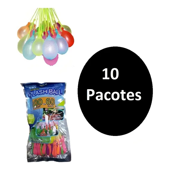 10 Pacotes Bexigas Balão P/ Encher De Água C/100 Splash Ball Foto 1