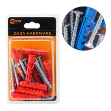 10 Parafusos 10 Buchas 10mm Aba Anel Nylon Parede Foto  mini 1
