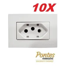 10 Pç Tomada P/ Moveis Margirius 2p T Branca 10a 250v Nbr Cor Branco Foto mini  2