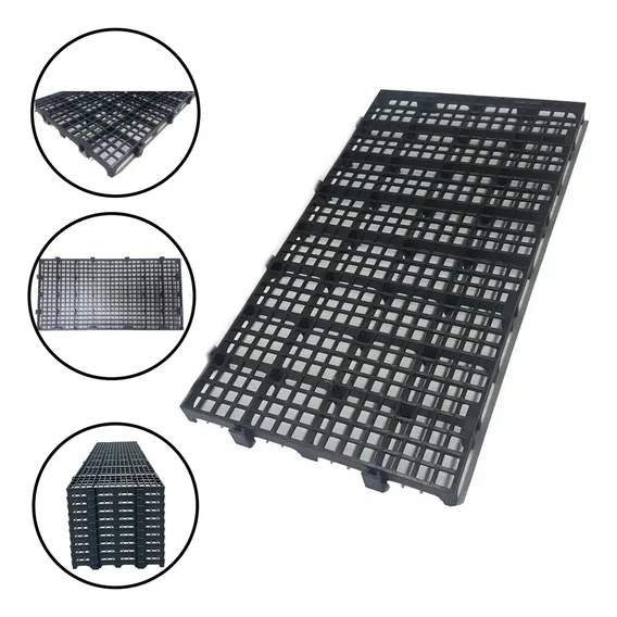 10 Pcs Pallet Estrado Plásticos Preto 25x50x2,5cm Piso Palete Plástico Modular Foto 1