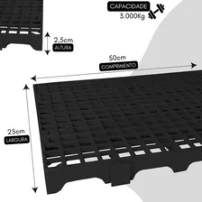 10 Pcs Pallet Estrado Plásticos Preto 25x50x2,5cm Piso Palete Plástico Modular Foto mini 3