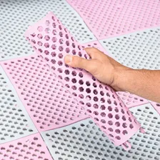 10 Pçs Tapete Estrado Pvc Antiderrapante Piso Para Box Canil Cor Rosa/branco Foto mini  3