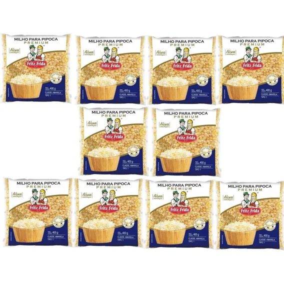 10 Pcts Milho Para Pipoca Premium Fritz & Frida 400g Cada Foto 1