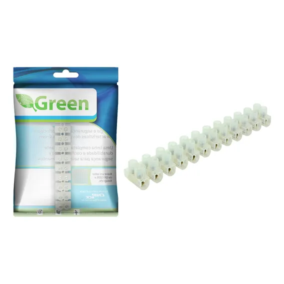 10 Peças Conector Barra Sindal 12 Posições 6mm 5 Amp Green Foto 1