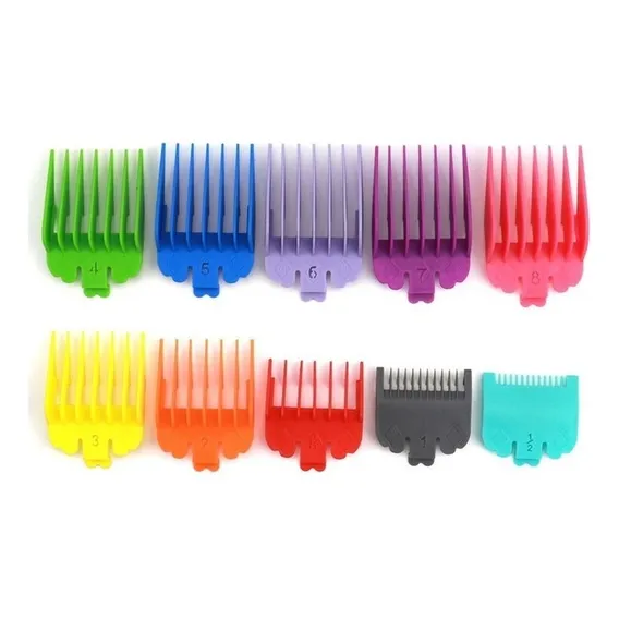10 Pentes Guia + 2 Pentes Disfarce Profissional Wahl Kemei Cor Colorido Foto 1