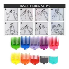 10 Pentes Guia + 2 Pentes Disfarce Profissional Wahl Kemei Cor Colorido Foto mini 3