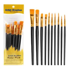 10 Pincel Nylon Pintura Óleo Aquarela AcrÃlica Artesanato Cerdas Dourado-escuro Foto mini 1