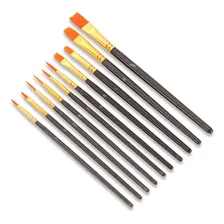 10 Pincel Nylon Pintura Óleo Aquarela AcrÃlica Artesanato Cerdas Dourado-escuro Foto mini 4