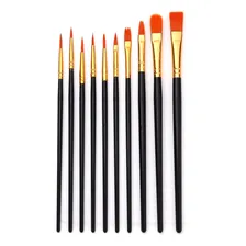 10 Pincel Nylon Pintura Óleo Aquarela AcrÃlica Artesanato Cerdas Dourado-escuro Foto mini 2