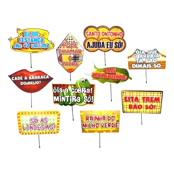 10 Placas Divertidas Festa Junina Decoração Arraiá Roça Foto Foto 1