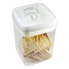 10 Potes AcrÃlico Quadrado 1,7 L Tampa Hermética Com Trava Cor Acrilico Transparente Tampa Branca Foto mini 4