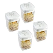10 Potes AcrÃlico Quadrado 1,7 L Tampa Hermética Com Trava Cor Acrilico Transparente Tampa Branca Foto mini 2