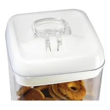 10 Potes AcrÃlico Quadrado 1,7 L Tampa Hermética Com Trava Cor Acrilico Transparente Tampa Branca Foto mini 3