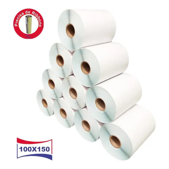 10 Rolos Etiqueta Couche 100x150 ( 10x15 ) L42 Argox Zebra Foto 1