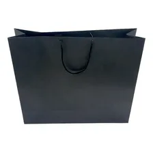 10 Sacolas De Papel P/ Presente 35x41x12cm: Alça De Cordão Cor Preto Foto mini 1