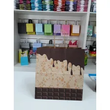 10 Sacolas Kraft Påscoa Chocolate 23,5x13,5x25 Alça Torcida Foto mini 2