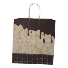 10 Sacolas Kraft Påscoa Chocolate 23,5x13,5x25 Alça Torcida Foto mini 1