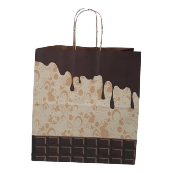10 Sacolas Kraft Påscoa Chocolate 23,5x13,5x25 Alça Torcida Foto 1