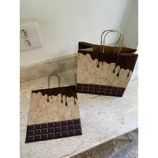 10 Sacolas Kraft Påscoa Chocolate 23,5x13,5x25 Alça Torcida Foto mini 3