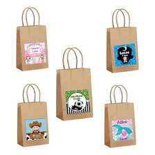 10 Sacolinha Personalizada Qualquer Tema Sacola Kraft Cor Colorido Personalizado Foto mini 1