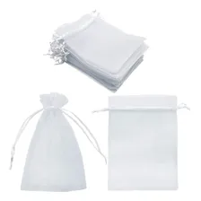 10 sacos de organza de tecido branco 10x15 cm. Cor: branco Foto  mini 1