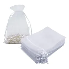 10 sacos de organza de tecido branco 10x15 cm. Cor: branco Foto mini 4