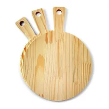 10 Tábuas Redonda Servir Pizza Gourmet Madeira Pinus 25 Cm Foto mini 1