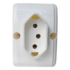 10 Tomada Elétrica Externa Sobrepor 3 Pinos 2p+t 10a Branca Foto mini 2