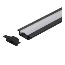 10 Unid 2m Perfil Embutir 24mm Aluminio P/ Fita De Led Top Luz Perfil Preto Tensão De Operação Depende Da Fita Led Depende Da Fita Led Foto mini 3