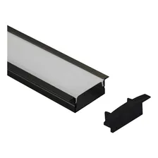 10 Unid 2m Perfil Embutir 24mm Aluminio P/ Fita De Led Top Luz Perfil Preto Tensão De Operação Depende Da Fita Led Depende Da Fita Led Foto mini 1