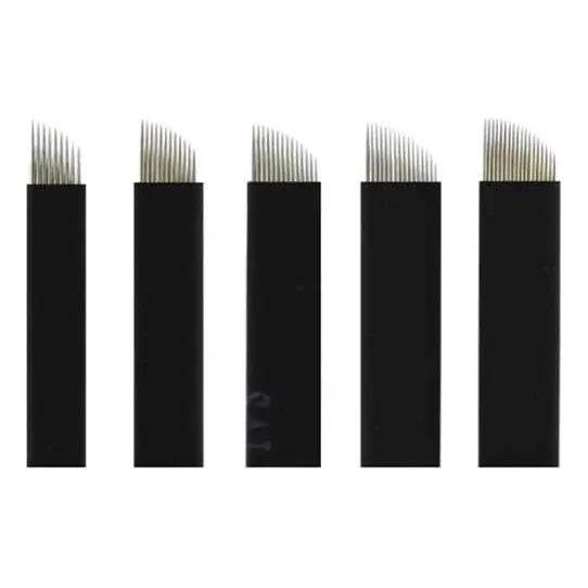 10 Unid Lâminas Flex Chanfrada Tebori Micropigmentação 018mm Cor 12 Chanfrada Foto 1