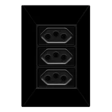 10 Unid Tomada Tripla 2p+t 10a Espelho Black Dubai Bivolt Foto mini 1