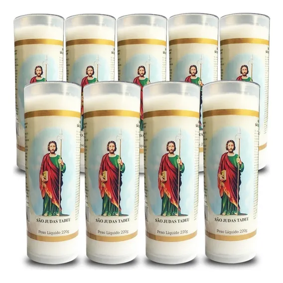 10 Vela Sete 7 Dias Votiva Pvc 220g Sao Judas Tadeu Foto 1