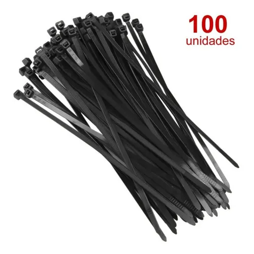 100 Abracadeira De Nylon Plastica Presilha Cinta 30cm Preta Foto 1