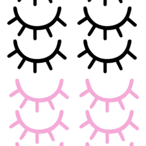 100 Adesivos Parede Cílios Rosa Claro E Preto 5x2,8cm Foto 1
