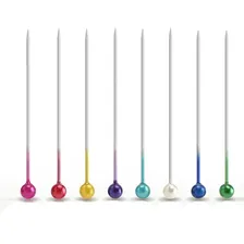 100 Alfinetes Cabeça Vidro Inox Fino Patchwork Alinhavar Foto mini 2