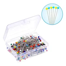 100 Alfinetes Cabeça Vidro Inox Fino Patchwork Alinhavar Foto mini 1