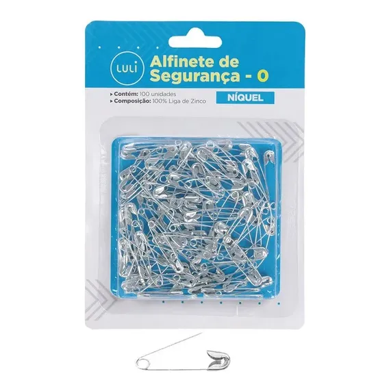 100 Alfinetes Segurança Prateado/ N 0 - 27mm/ Luli Foto 1