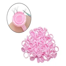 100 Anel Flor Rosa Porta Cola Suporte Alongamento De CĂlios Foto mini 1
