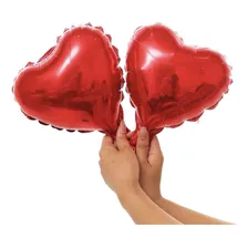100 Balão Coração Metalizado Vermelho 21cm Centro Mesa Decor Foto mini 2