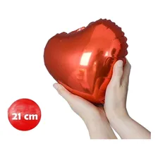 100 Balão Coração Metalizado Vermelho 21cm Centro Mesa Decor Foto mini 3