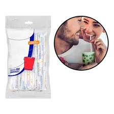 100 Canudos De Papel Biodegradável Embalados Individualmente Cor Branco Foto mini 1