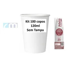 100 Copo Térmico Papel Biodegradável Branco 120ml S/tampa Liso Foto mini 2