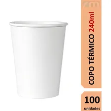 100 Copo Térmico Papel Biodegradável Resistente 240ml Cor Branco Liso Foto mini  2